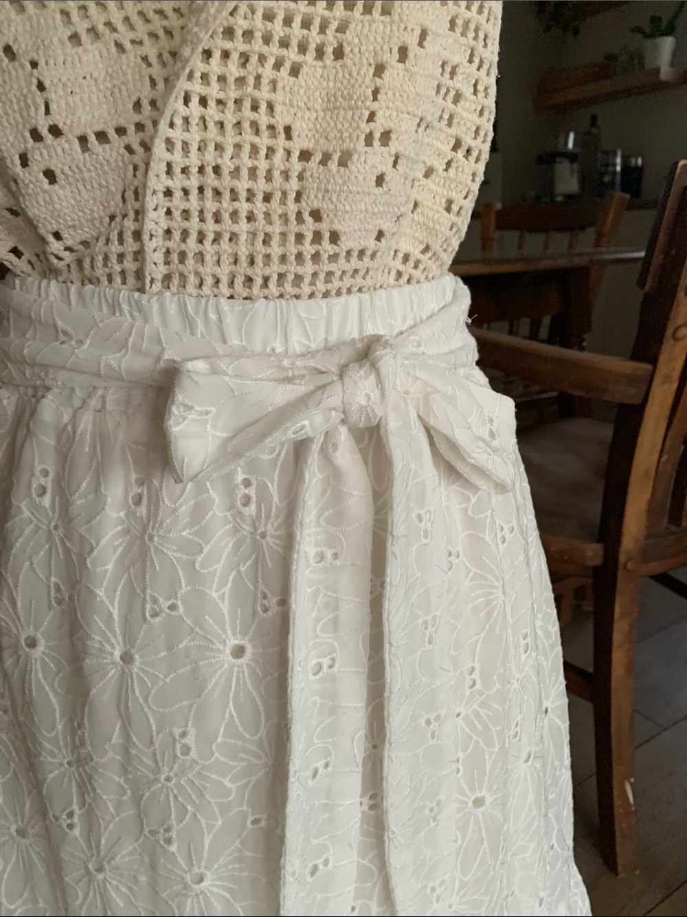 White Floral Maxi Skirt | bow in front or back | country girl + coastal + girly - Picture 3 of 9